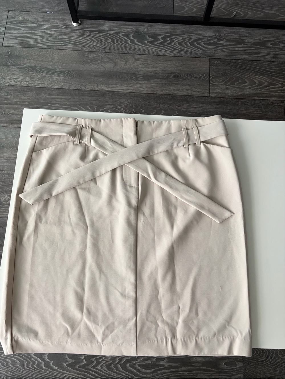 cleo Neutral Cream Pencil Skirt with Waist Tie Detail